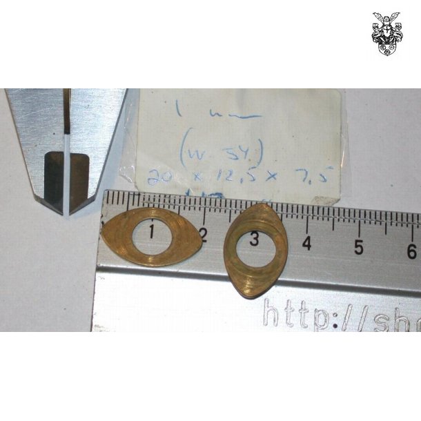 20/12,5x1 mm  oval messingring, huldiameter 7,7 mm